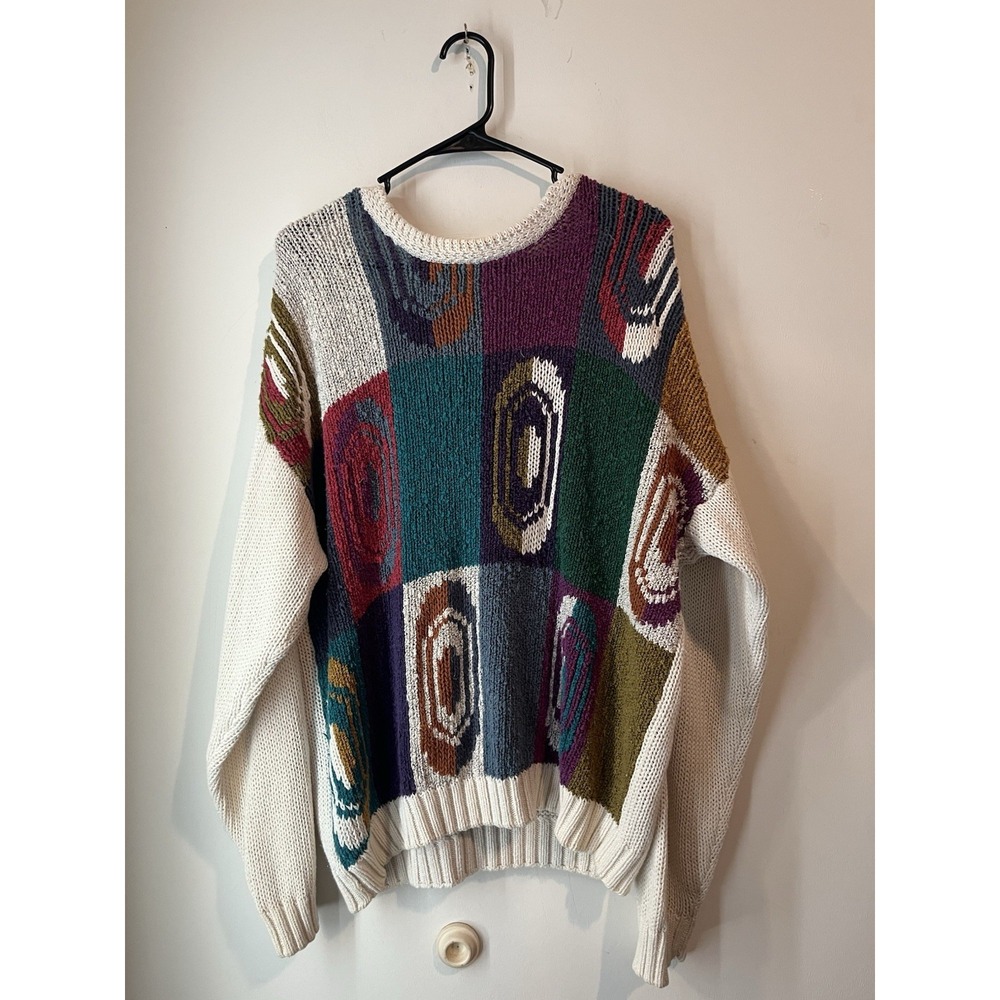 VTG 80s 90s Concrete Mix Mens Med‎ Coogi Style Cosby Color Block Sweater Relaxed